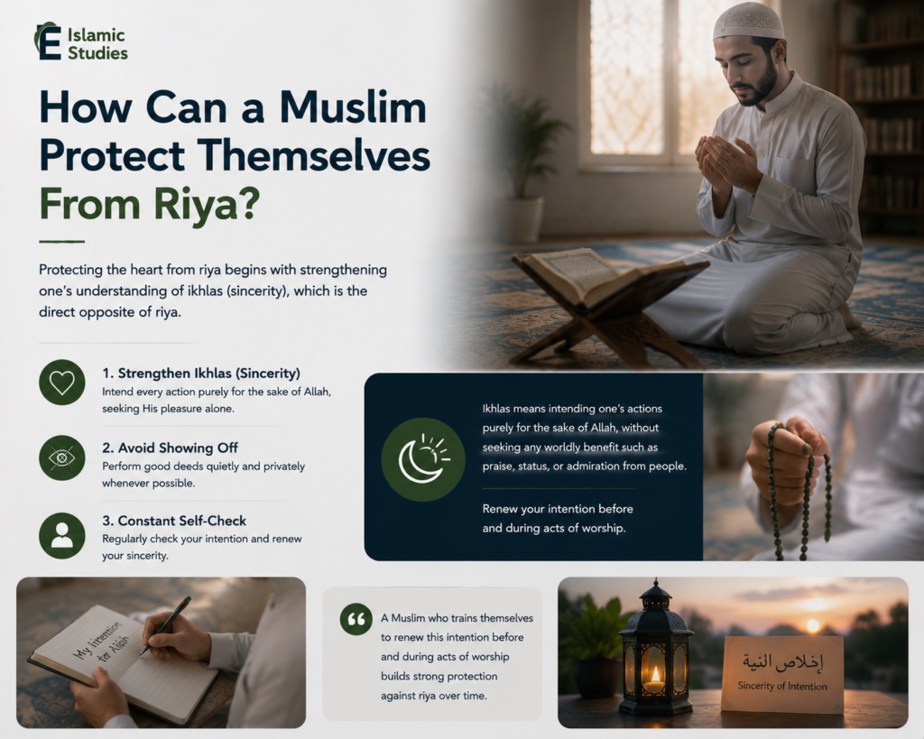 What Is Riya in Islam? Meaning, Danger, and How to Protect Your Worship From Showing Off 8 How Can a Muslim Protect Themselves From Riya?